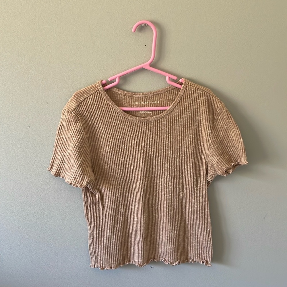American eagle outfitters cropped ribbed tshirt: pink